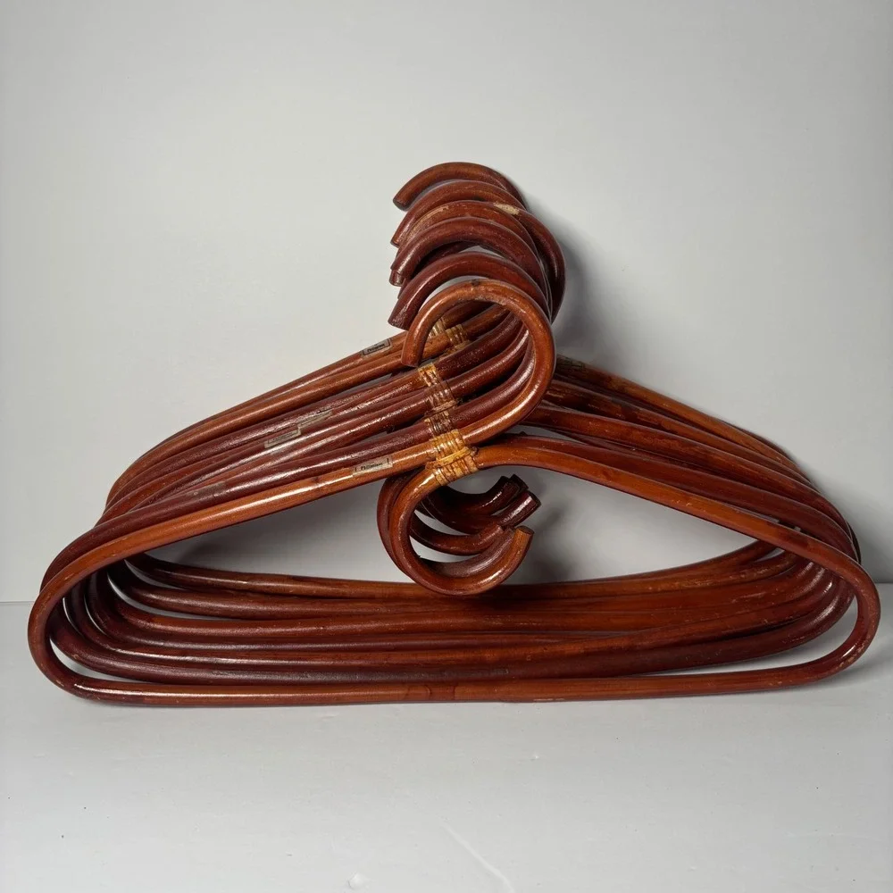 Vintage Rattan Hangers Set of 8 Brown Mahogany Boho MCM Philippines